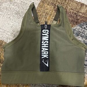 Gymshark Olive Front-Zip Racerback Sports Bra